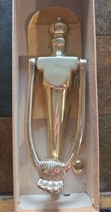 Solid Brass 1955 NEW Door Knocker  Gold Glossy 8" Long Vintage Elgin