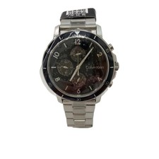 Calvin Klein Quartz Watch Men Stainless Steel Black Silver 25200067 Used