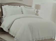 King 3pc Reyna Cotton Duvet Cover Set White - Lush D cor