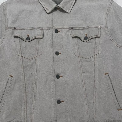 Armani Jeans Vintage Denim Jean White Gray Jacket Size XL 80s 90s