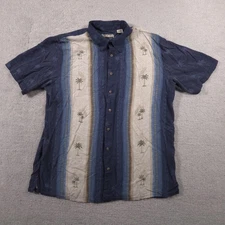 Batik Bay Shirt Mens Extra Large Tall Blue Hawaiian Aloha Palm Tree Button Front