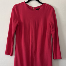 Ann Taylor Red Stretch Sheath Dress Zipper 3/4 Sleeve Size 6 Classic Designer