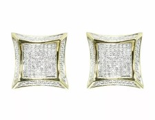 Lab Created 10k Yellow Gold Over Round Diamond Mens Womens Kite Stud Earrings