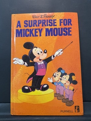 Disney Eine Überraschung für Mickey Mouse Vintage Hardcover Buch Purnell 70er Jahre