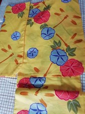 Yukata, 100 cotton, morning glory dragonfly pattern on bright yellow