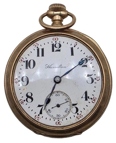 1908 Antique HAMILTON Gold Filled Pocket Watch 17 Jewels Lancaster PA