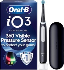 Oral-B iO 3 Matt Black Electric Toothbrush with Travel Case - iO3 UK 2 PIN PLUG