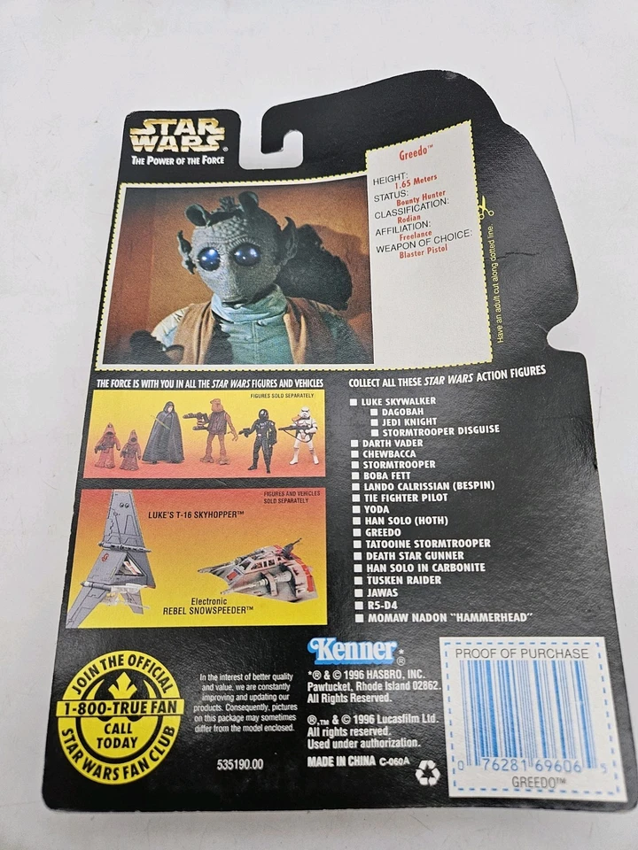 Figura cardada Star Wars Paul Blake firmada Greedo Power of the Force 2 POTF2 Foto 3 de 4