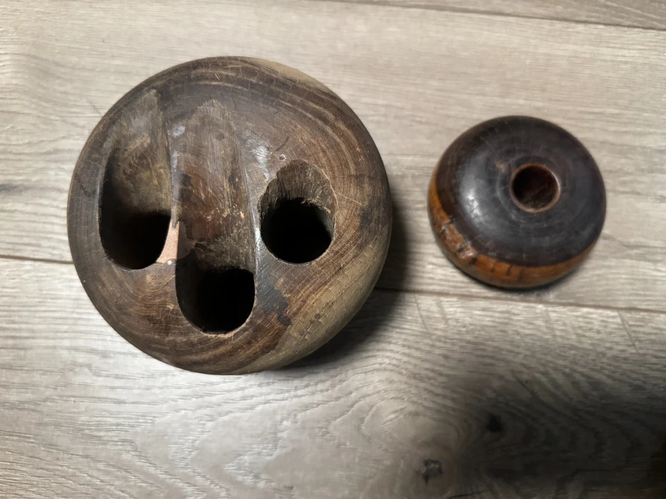 Lote De 2 Barcos Antiguos Bloque Deadeye Pully Boat Náutico Madera Marítimo Foto 3 de 4