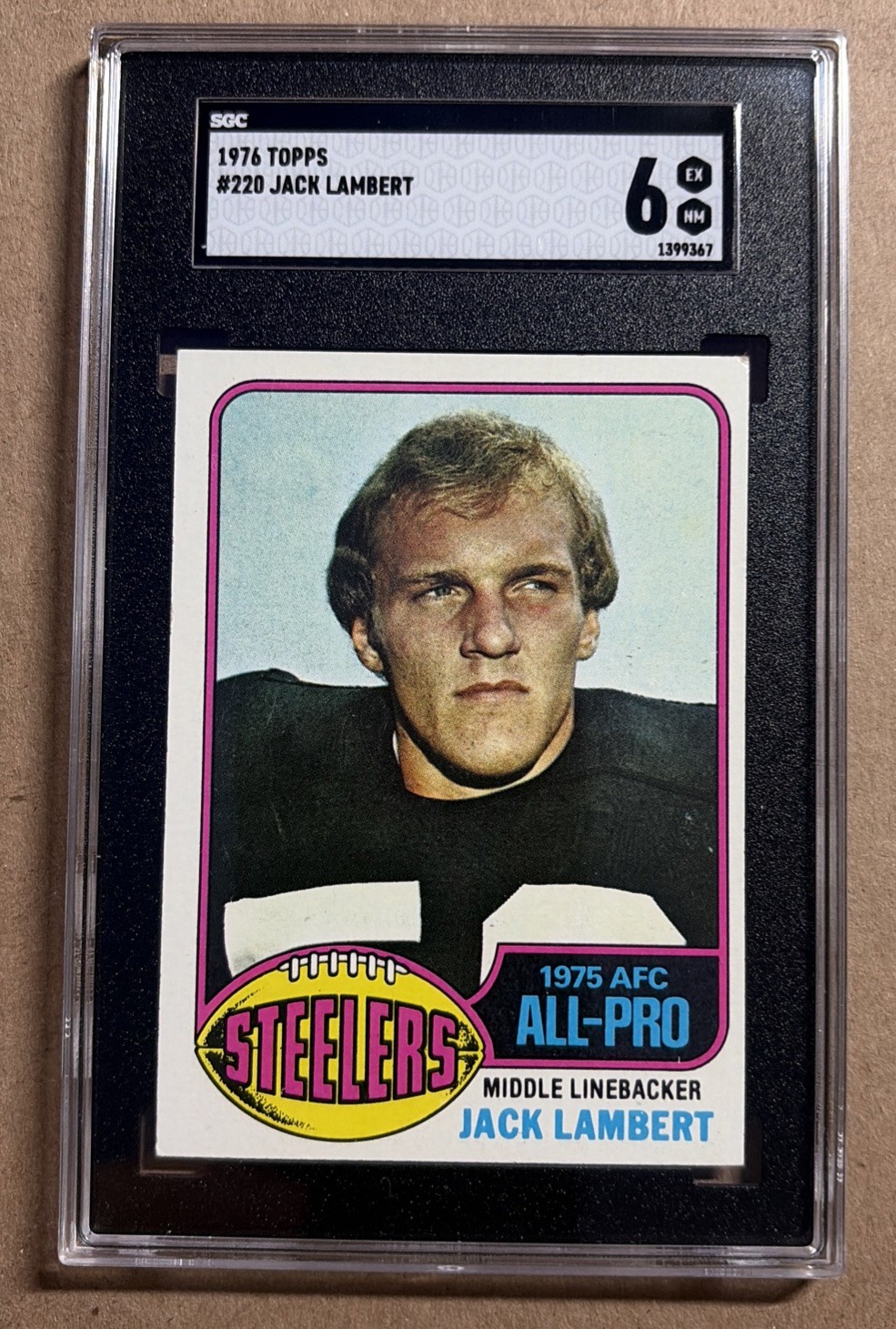 1976 Topps Jack Lambert #220 Rookie Card RC Steelers Graded SGC 6 EX NM