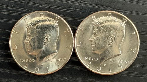 2015 P-D Kennedy Half Dollar 50c CLAD AU Coins (2) - ME5261