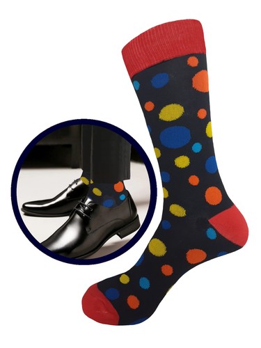 1-3-6-12 Pk Dress Socks Multicolor Polka Dots COTTON Socks 10-13 First Quality - Picture 2 of 10