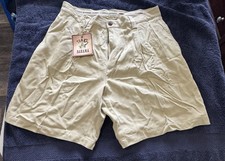 Tommy Bahama Men's 100 Silk Pleated Chino Bermuda Shorts Size 32 7.5" Beige VTG
