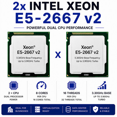 2x Intel Xeon E5-2667 v2 SR19W 3,3 - 4,0GHz, 25MB, 8 Core, Sockel LGA2011