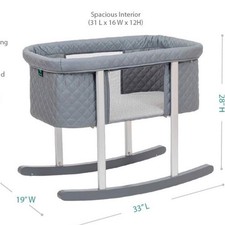 Green Frog Baby Cradle Gray Portable Mattress Included Smooth Rocking Motion