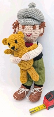 Winnie The Pooh Bear & Christopher Robin Crochet Amigurumi   Handmade Vintage
