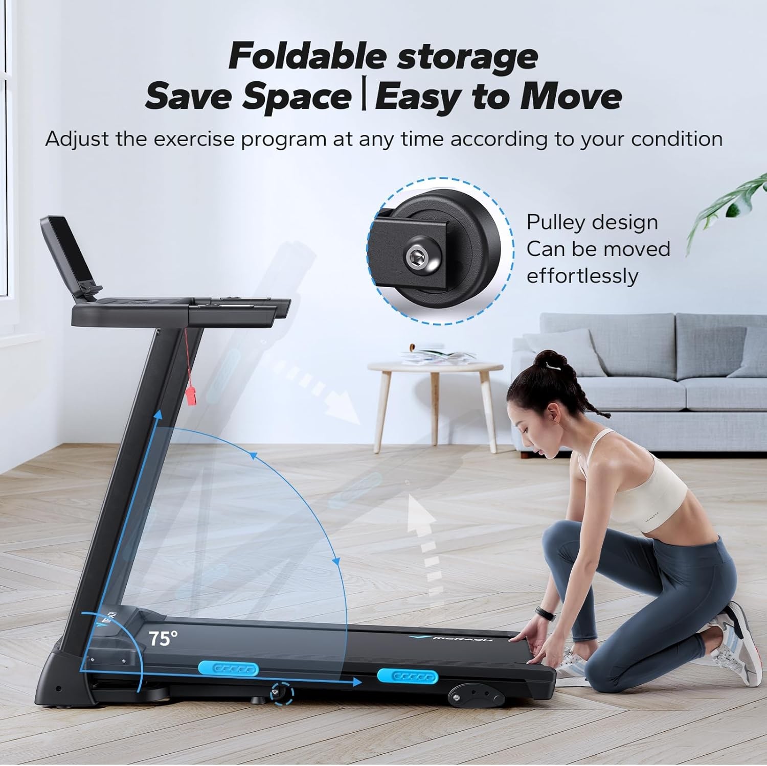 MERACH T12 Incline Treadmill With Incline 6%-15% Folding Treadmill Led With App — image 12