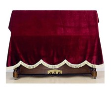 Purplish Red Thickened Pleuche Piano Cover - Upright Piano Dust Cover Cloth A...