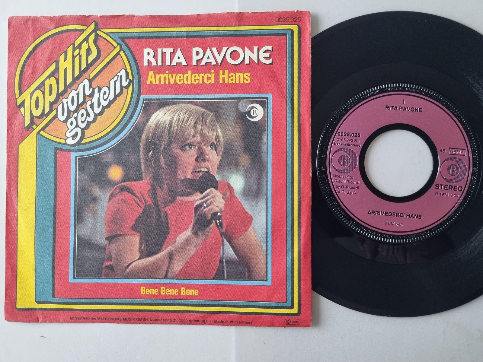 Rita Pavone - Arrivederci Hans/ Bene, Bene, Bene 7'' Vinyl Germany