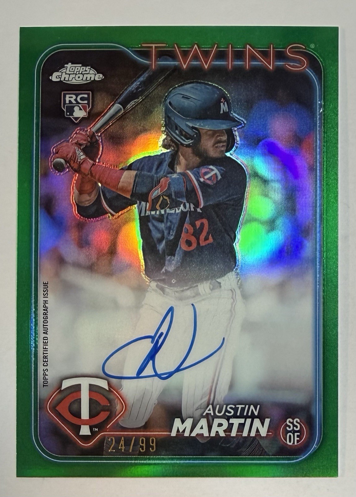 Austin Martin 2024 Topps Chrome Update Green Refractor Rookie Auto #d 24/99 RAAM