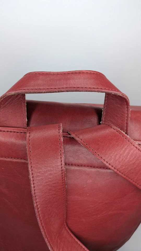 Mochila Coach Bolsa Couro Vermelha Vintage Fabricada nos EUA Usada - Imagem 4 de 4