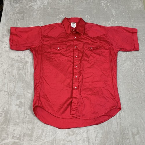 Vintage Old El Paso Hemd Herren XL Rot Classic Fit XL Tail Pearl Snap Kurzarm - Bild 2 von 6