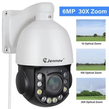 JENNOV 6MP PoE Security Camera 20X Optical Zoom Human Car Detection Audio IP66