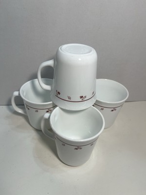 4 - CORNING CORELLE - BURGUNDY ROSE - COFFEE CUPS / MUGS 1074
