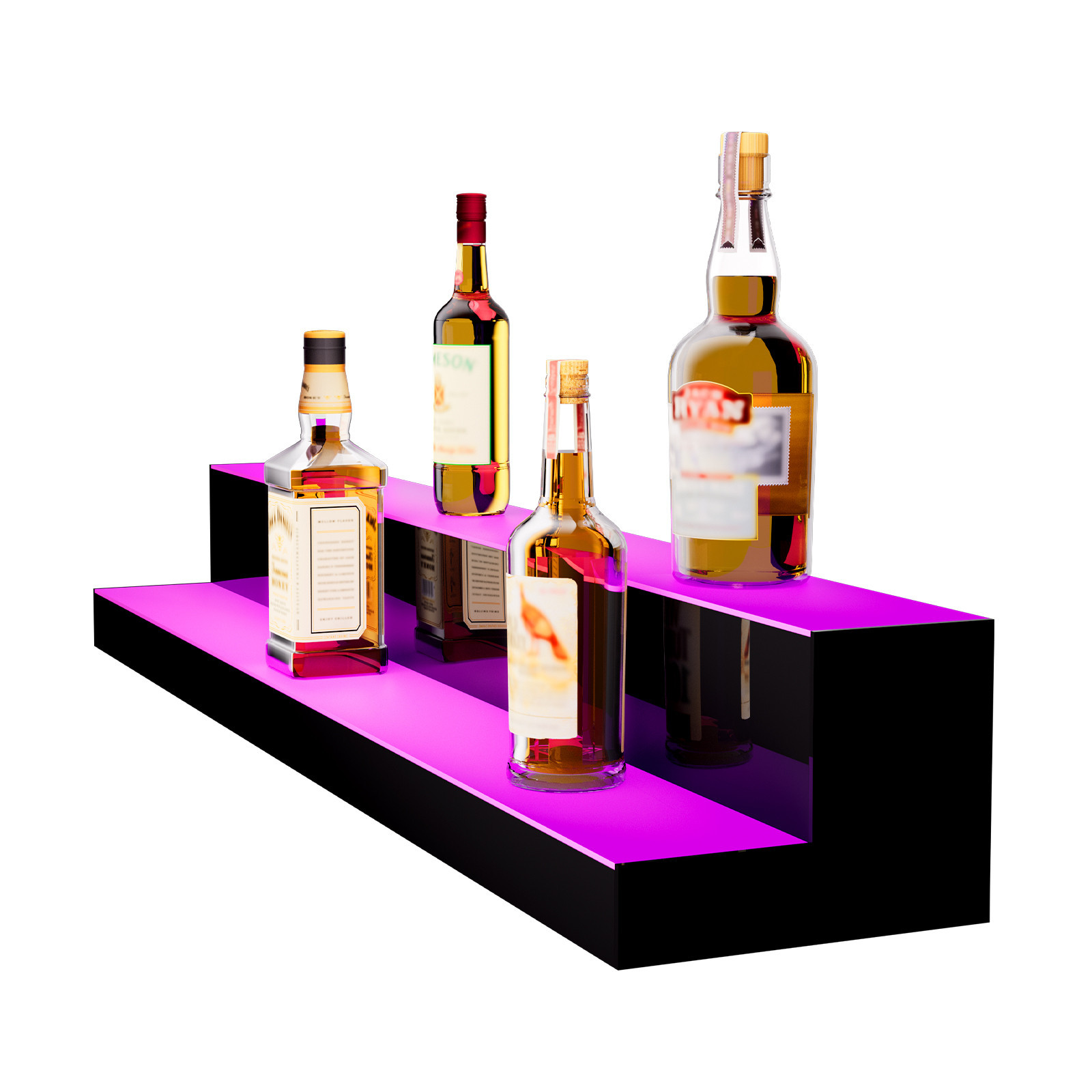 VEVOR LED Lighted Liquor Bottle Display Bar Shelf RF & App Control 40" 2-Step
