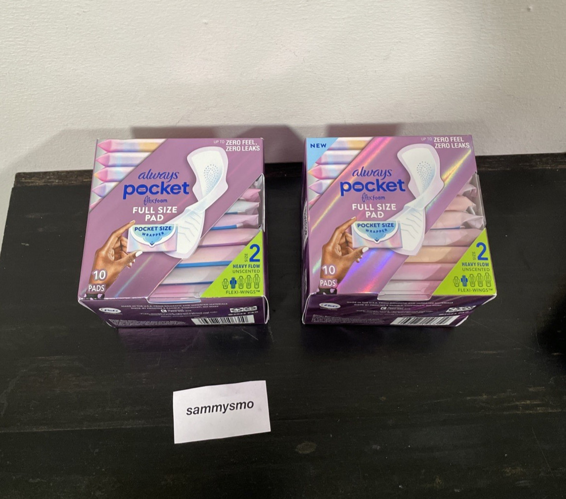 Always Pocket Flexfoam Size 2 Unscented Pads With Wings, Heavy 10CT x2