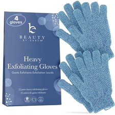Exfoliating Glove 4 pcs, 2 Pairs - Heavy One Size Fits Most, Light Blue