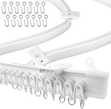 Flexible Bendable Ceiling Curtain Track, 22.9 ft (7 m), Mount for Rail with