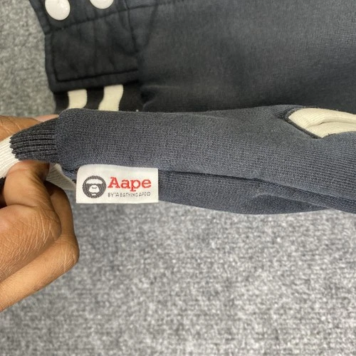 AAPE By A Bathing Ape Jacket Mens Medium Black Camo Varsity Letterman Bomber image 12