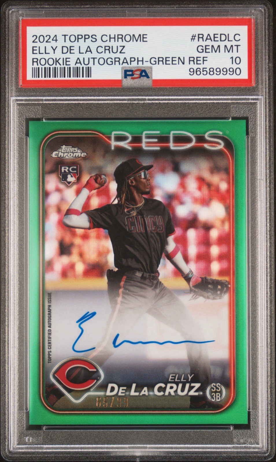 2024 Topps Chrome - Elly De La Cruz #RA-EDLC Green Refractor RC Auto PSA 10