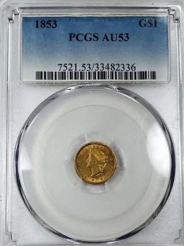 1853 ONE DOLLAR GOLD LIBERTY PCGS AU 53! UNBELIEVABLY FABULOUS GOLD! NR #K2880