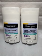 2 Neutrogena ULTRA SHEER Face  Body STICK 1.5oz solid SPF 50 Mineral 5/28
