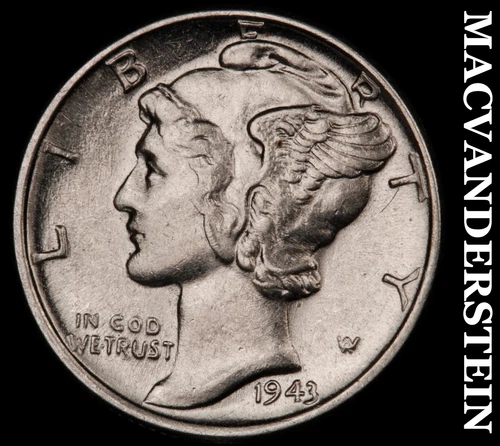 1943 Mercury Dime- Silver Lustrous Uncirculated  No Reserve #i4077