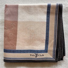 VTG Handkerchief Fabric Woven Horse Riding Equipment Check Pocket Square 18" K1