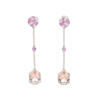 MAUBOUSSIN Plaisir d Amour Morganite 18k White Gold Dangle Earrings w Paper Box