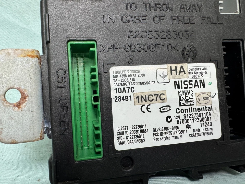 Unidad de módulo de control de carrocería 11-13 Infiniti G37 11-12 G25 14-15 Q60 BCM 284B1 1NC7C Foto 3 de 4