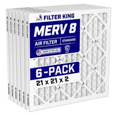 Filter King 21x21x2 Air Filter 6-PACK MERV 8 Actual Size 21 x 21 x 1.75"