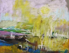 ORIGINAL Abstract LANDSCAPE Pastel Painting John  Williams art JMW Expressionism