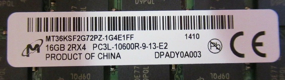 Micron MT36KSF2G72PZ-1G4E1FF MGY5T 16GB PC3-10600 DDR3 ECC CL9 240P DIMM Memory - Image 3 of 4