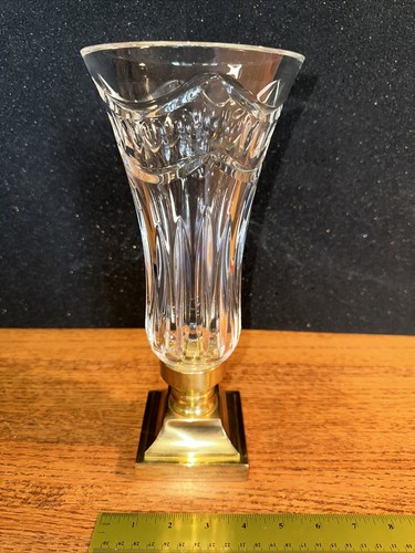 REAL! Waterford Crystal Pompeii Hurricane Pilar Candle Holder With Brass Base - Picture 2 of 24