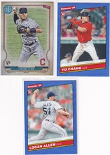 LOT (3) CLEVELAND INDIANS ALLEN CHANG - 2020 DONRUSS GYPSY QUEEN RC - H3705