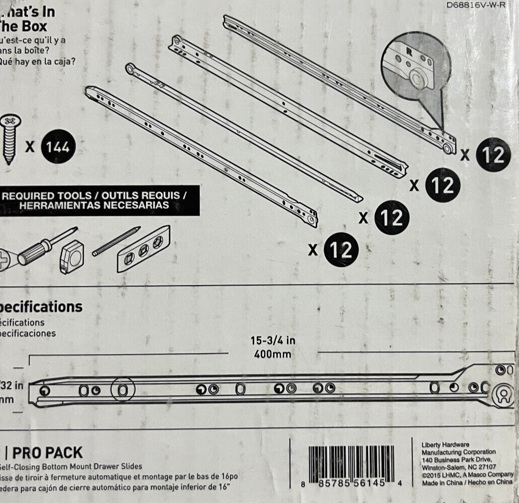 Brainerd 12 Pack 16" inch Self-Closing Drawer Slide  White Brand NEW