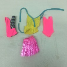 1980 Barbie Doll 80s Bodysuit Swimsuit Grass Skirt Clothes Outfit Vintage Lot