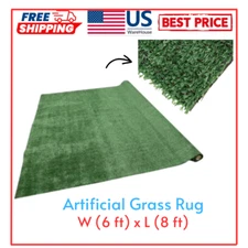 Artificial Grass Rug Emerald Green Precut Turf (W 6 ft. x L 8 ft)