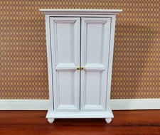 Dollhouse Wardrobe Armoire Closet Furniture 1:12 Scale Miniature White Wood