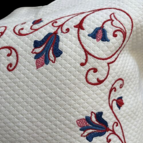 DEA Italy Embroidered Boudoir Pillow Sham Egyption Cotton White 22 x 17 1/2 - Picture 2 of 8